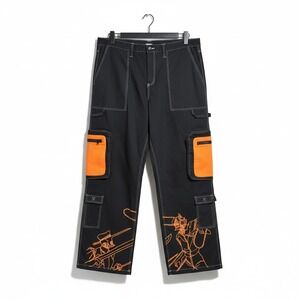 Sora Clothing Black Orange Cargo Pants Anime Graphic Streetwear 3XL